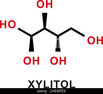 Chemische Formel für Xylitol. Xylitol chemische molekulare Struktur. Vektorgrafik Stock Vektor