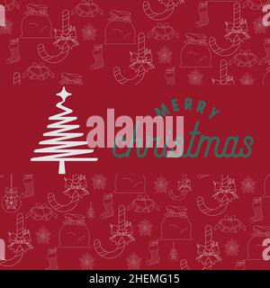 Frohe Weihnachten und Frohes neues Jahr. Hintergrund-Design realistische Geschenke-Box, festliche dekorative Objekte. Weihnachtsposter, Weihnachtsbanner, Grußkarte. Stock Vektor