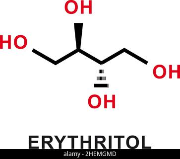 Chemische Formel für Erythritol. Chemische molekulare Struktur von Erythritol. Vektorgrafik Stock Vektor