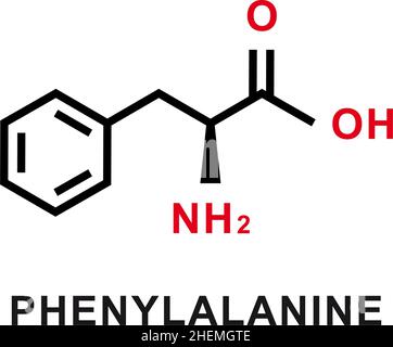 Phenylalanin chemische Formel. Phenylalanin chemische molekulare Struktur. Vektorgrafik Stock Vektor