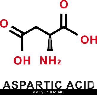 Chemische Formel für Asparaginsäure. Chemische Molekülstruktur der Asparaginsäure. Vektorgrafik Stock Vektor