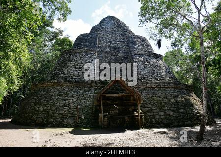 Maya Observatorium (Observatorio astronomico), Maya Ruinen, Coba Archäologisches Gebiet, Quintana Roo, Yucatán Halbinsel, Mexiko, Nordamerika Stockfoto