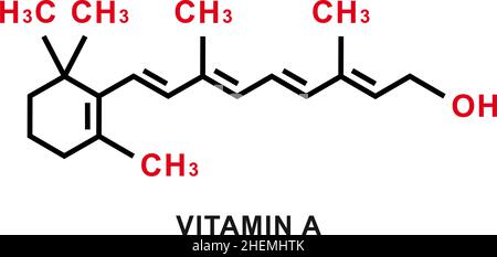 Vitamin Eine chemische Formel. Vitamin Eine chemische Molekülstruktur. Vektorgrafik Stock Vektor