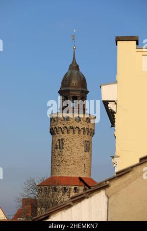 Blick auf die Turmhaube des Reichenbacher Turms in Görlitz Stockfoto