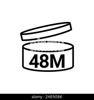 PAO Symbol Logo kosmetisches Leben. 48 Monate Verfallsdatum Open Shelf JAR Verfallsdatum pao-Monatssymbol Stock Vektor