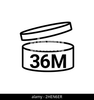 PAO Symbol Logo kosmetisches Leben. 36 Monate Verfallsdatum Open Shelf JAR Verfallsdatum pao-Monatssymbol Stock Vektor