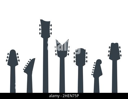 Gitarren Kopfstock Vektor Elektro Hals abstrakt Symbol. Gitarrenkopf Akustikrock Instrument Logo Symbol Stock Vektor
