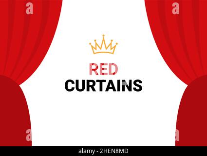Roter Vorhang flach einfache Illustration. Vektor roten Vorhang öffnen Kino Hintergrund Design Stock Vektor