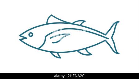 Abbildung des Symbols für das Thunfisch-Logo. Logo der Lachs-Thunfisch-Fischlinie mit Symbol für Meeresfrüchte Stock Vektor