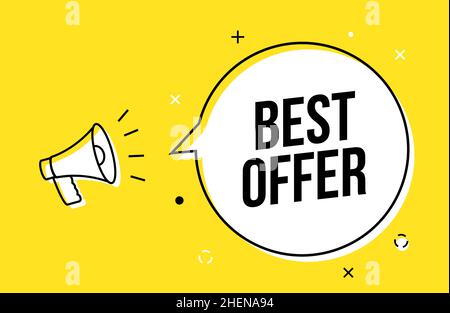 Bestes Angebot Werbung Blase Megaphon. Banner für Bestseller-Angebote Stock Vektor