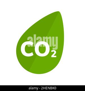CO2 Carbon neutrales Blatt-Logo grünes Symbol. Vector CO2 Emission flaches Blatt Pflanzen-Logo-Symbol Stock Vektor