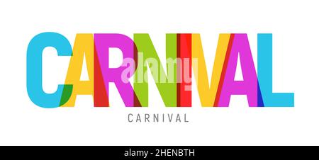 Karneval Alphabet glücklich verspieltes Wort. Festliche Karneval Schriftart kreative Vektor Illustration Stock Vektor