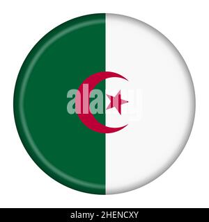 Algerien Flagge Taste 3D Abbildung mit Clipping path Stockfoto