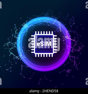 Symbol für das Konzept der eSIM-Chipkarte. Embedded sim-Karte Mobilfunk-Technologie Smart-Konzept Stock Vektor