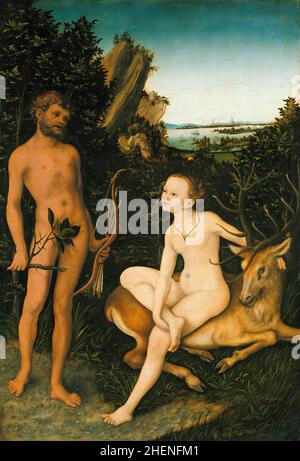 Apollo und Diana, Gemälde von Lucas Cranach dem Älteren Stockfoto