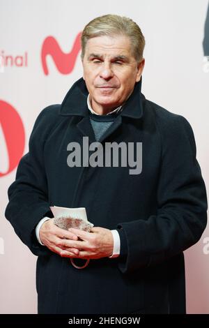 Madrid, Spanien. 11th Januar 2022. Pedro Ruiz nimmt an der Premiere von „Raphaelismo“ im Callao Cinema in Madrid Teil. Kredit: SOPA Images Limited/Alamy Live Nachrichten Stockfoto