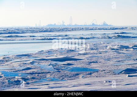 Cedar Point in Sandusky im Winter Stockfoto