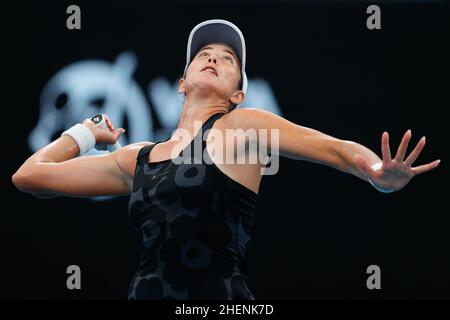 Sydney, Australien. 12th Januar 2022. Garbi-e Muguruza aus Spanien dient Ekaterina Alexandrova aus Russland während des Sydney Tennis Classic 2022 im Sydney Olympic Park Tennis Center, Sydney, Australien am 12. Januar 2022. Foto von Peter Dovgan. Nur zur redaktionellen Verwendung, Lizenz für kommerzielle Nutzung erforderlich. Keine Verwendung bei Wetten, Spielen oder Veröffentlichungen einzelner Clubs/Vereine/Spieler. Kredit: UK Sports Pics Ltd/Alamy Live Nachrichten Stockfoto