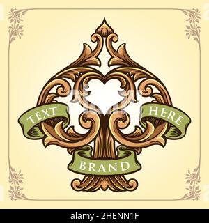 Spaten Karte Ornament Rahmen Banner Vektor-Illustrationen für Ihre Arbeit Logo, Maskottchen Merchandise T-Shirt, Aufkleber und Label-Designs, Poster Stock Vektor