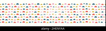 Abstraktes Muster Rand von bunten Halbkreisen. Fun Vektor nahtlose Wiederholung geometrische Banner. Stock Vektor