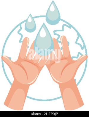 Wassertropfen auf den Händen in Cartoon-Stil Illustration Stock Vektor