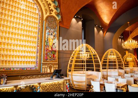 Die Bar und das Restaurant im Museu da Cerveja oder das Biermuseum im Parca do Comercio in Baixa in der Stadt Lissabon in Portugal. Portugal, Lissabon, Stockfoto