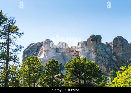 Rushmore natonal Denkmal an einem sonnigen Tag. Stockfoto