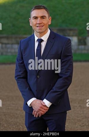 Kevin Sinfield, ehemaliger Rugby-League-Fußballer und Geldgeber für die Motoneuronee-Krankheit, erhielt im Vorfeld einer Investiturfeier im Windsor Castle eine OBE. Bilddatum: Mittwoch, 12. Januar 2022. Stockfoto