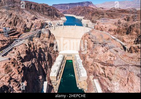 Hoover Dam an einem sonnigen Tag, Nevada, USA. Stockfoto