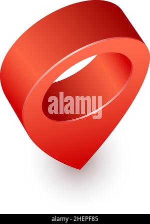Geo-PIN. Realistisches 3D rotes Standortschild Stock Vektor