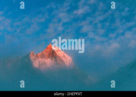 Sternenhimmel über Machhepuchare und Annapurna Base Camp - Nepal, Himalaya Stockfoto