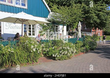 Teestube auf Spiekeroog, Außenansicht, Deutschland, Niedersachsen, Ostfriesland, Spiegeroog Stockfoto