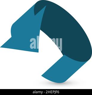 Blauer Pfeil in 3D Kreisform. Symbol für Zykluswiederholung Stock Vektor