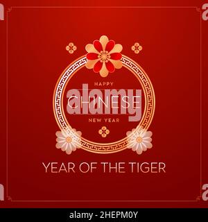 Chinesisches Neujahr 2022. Jahr des Tigers. Glückliches Jahr des Tigers in China. Stock Vektor