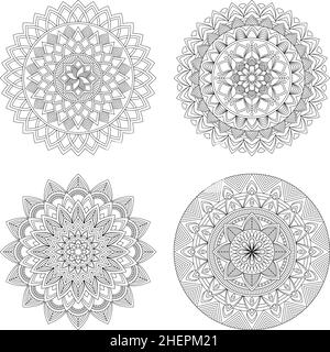 Set von Blumenmandalas, Vektor-Illustration Stock Vektor