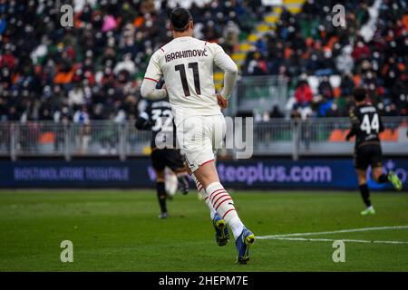 Mailands Zlatan Ibrahimovic beim Spiel Venezia FC gegen AC Milan, italienische Fußballserie A in Venedig, Italien, Januar 09 2022 Stockfoto