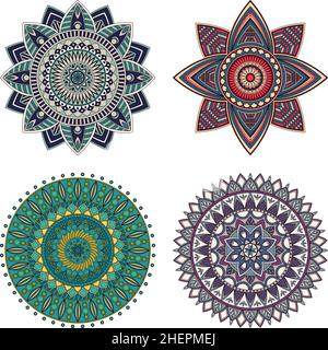 Set von Farbe floralen Mandalas, Vektor-Illustration Stock Vektor