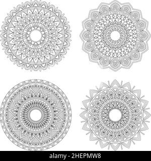 Set von Blumenmandalas, Vektor-Illustration Stock Vektor