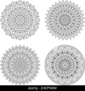 Set von Blumenmandalas, Vektor-Illustration Stock Vektor