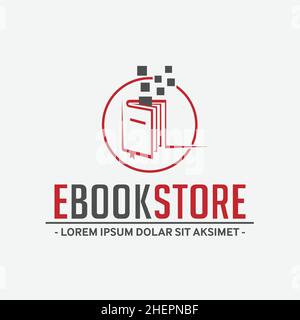 E-Book Store-Logo. Vektor-Emblem des Buchladen. E-Books Vektor und Illustration. Stock Vektor