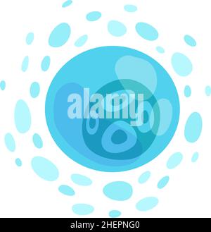 Blaue natürliche Zelle im Cartoon-Stil. Symbol für Mikrobiologie Stock Vektor