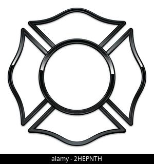 Leeres Feuerwehrlogo Basis schwarz Chrom Trimm Element Vektor isoliert auf weißem Hintergrund Stock Vektor