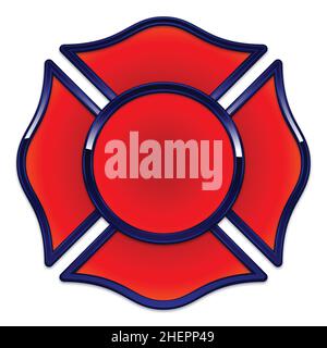 Leere Feuerwehr-Logo-Basis rot mit dunkelblauem Chrom-Trimm-Vektor isoliert auf weißem Hintergrund Stock Vektor