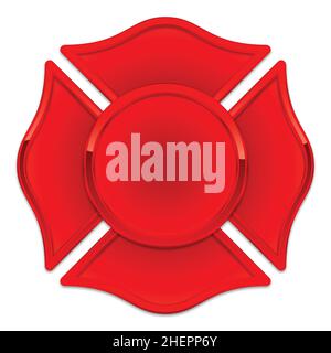 Leeres Feuerwehrlogo-Sockel rot mit rotem Chromglanz-Trimmvektor isoliert auf weißem Hintergrund Stock Vektor