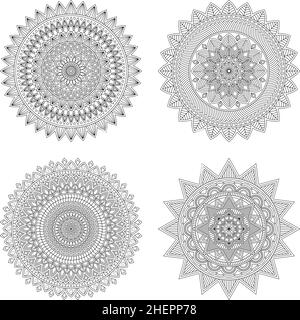 Set von Blumenmandalas, Vektor-Illustration Stock Vektor