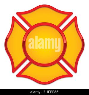 Leere Feuerwehr Logo Basis dunkelblau mit rotem Chrom Trimm Vektor isoliert auf weißem Hintergrund Stock Vektor