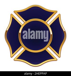 Leere Feuerwehr Logo Basis dunkelblau mit Gold Chrom Trimm Vektor isoliert auf weißem Hintergrund Stock Vektor
