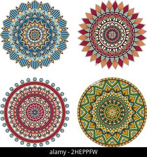 Set von Farbe floralen Mandalas, Vektor-Illustration Stock Vektor