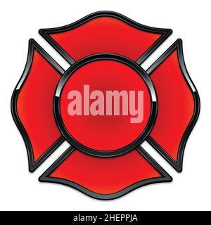 Leere Fire Department Logo Basis rot mit schwarzem Chrom Trimm Vektor isoliert auf weißem Hintergrund Stock Vektor