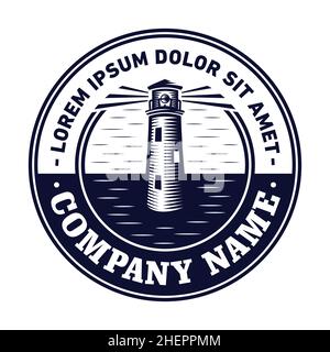 Leuchtturmlogo. Vektor und Illustration. Stock Vektor